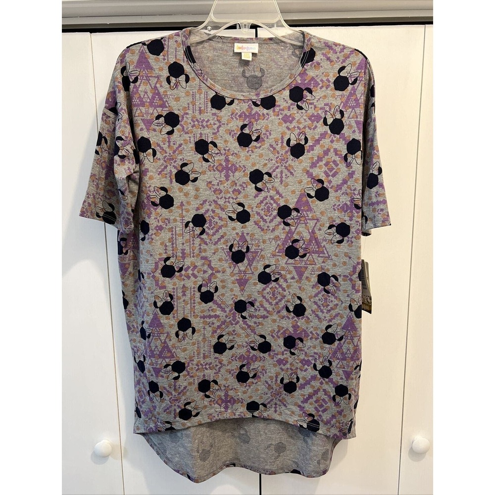 NEW Lularoe Womens Irma Tunic Shirt Disney Mickey/Minnie Mouse Purple/Gray XXS